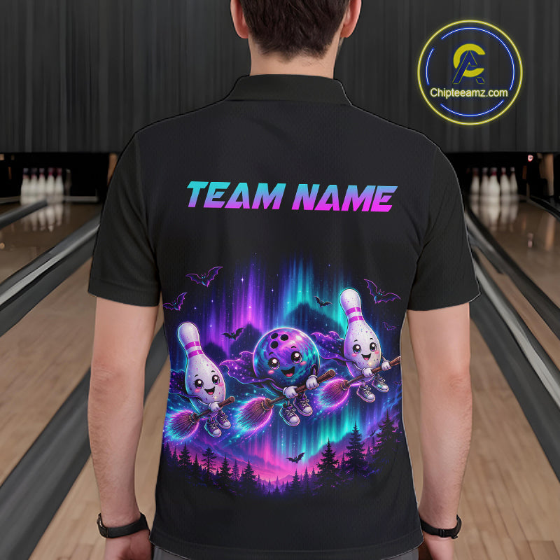 Custom Spooky Flying Bowling Ball & Pins Team Jersey Halloween Bowling Shirt for Men QZT1242