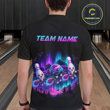 Custom Spooky Flying Bowling Ball & Pins Team Jersey Halloween Bowling Shirt for Men QZT1242