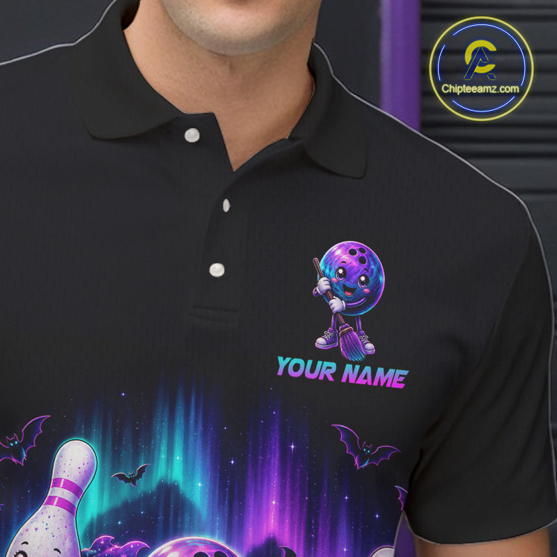Custom Spooky Flying Bowling Ball & Pins Team Jersey Halloween Bowling Shirt for Men QZT1242