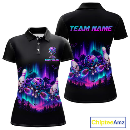 Custom Spooky Flying Bowling Ball & Pins Team Jersey Halloween Bowling Shirt for Women QZT1242