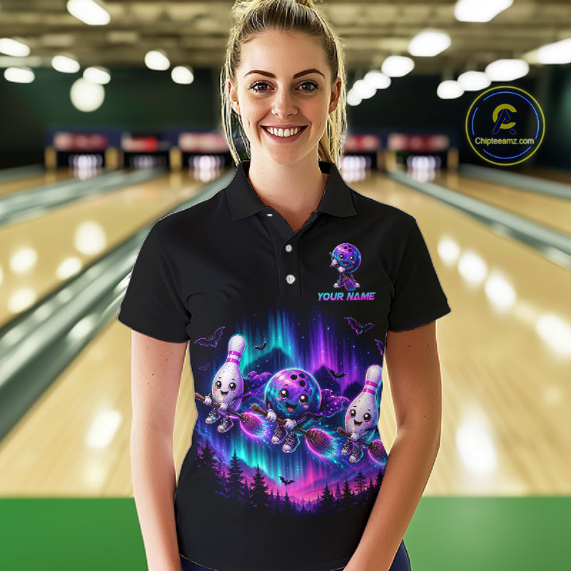 Custom Spooky Flying Bowling Ball & Pins Team Jersey Halloween Bowling Shirt for Women QZT1242