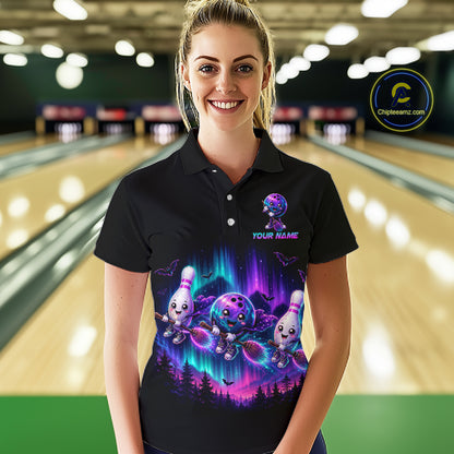 Custom Spooky Flying Bowling Ball & Pins Team Jersey Halloween Bowling Shirt for Women QZT1242