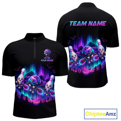Custom Spooky Flying Bowling Ball & Pins Team Jersey Halloween Bowling Shirt for Men QZT1242