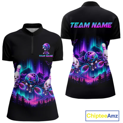 Custom Spooky Flying Bowling Ball & Pins Team Jersey Halloween Bowling Shirt for Women QZT1242