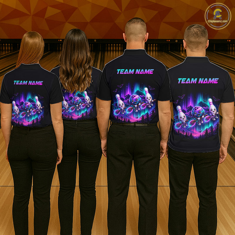 Custom Spooky Flying Bowling Ball & Pins Team Jersey Halloween Bowling Shirt for Men QZT1242