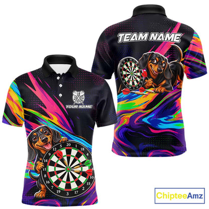 Custom Colorful Funny Dachshund Darts Shirt Dart Team Jersey for Men Polo & Quarter-Zip DHT95