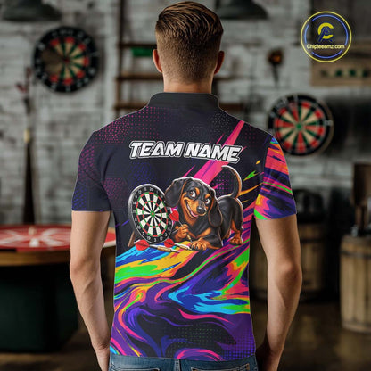 Custom Colorful Funny Dachshund Darts Shirt Dart Team Jersey for Men Polo & Quarter-Zip DHT95