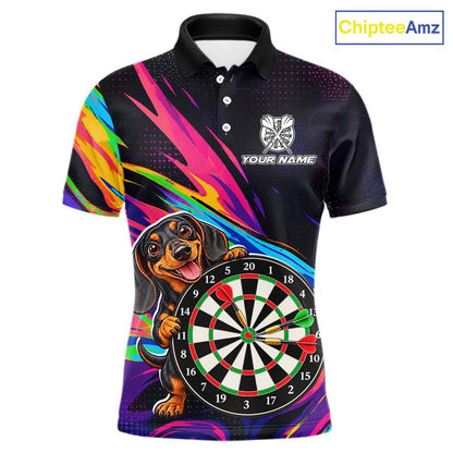 Custom Colorful Funny Dachshund Darts Shirt Dart Team Jersey for Men Polo & Quarter-Zip DHT95