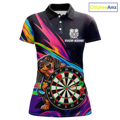 Custom Colorful Funny Dachshund Darts Shirt Dart Team Jersey for Women Polo & Quarter-Zip DHT95