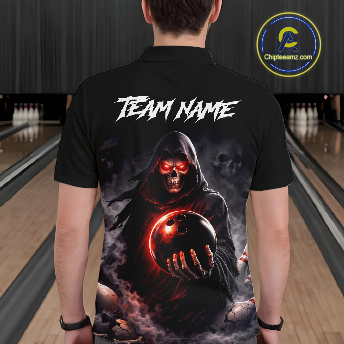 Personalized Grim Reaper Bowling Team Shirt for Men Bowling Jersey Polo & 1/4-Zip Bowling Outfit QZT881