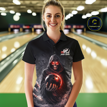 Load image into Gallery viewer, Personalized Grim Reaper Bowling Team Shirt for Women Bowling Jersey Polo &amp; 1/4-Zip Bowling Outfit QZT881