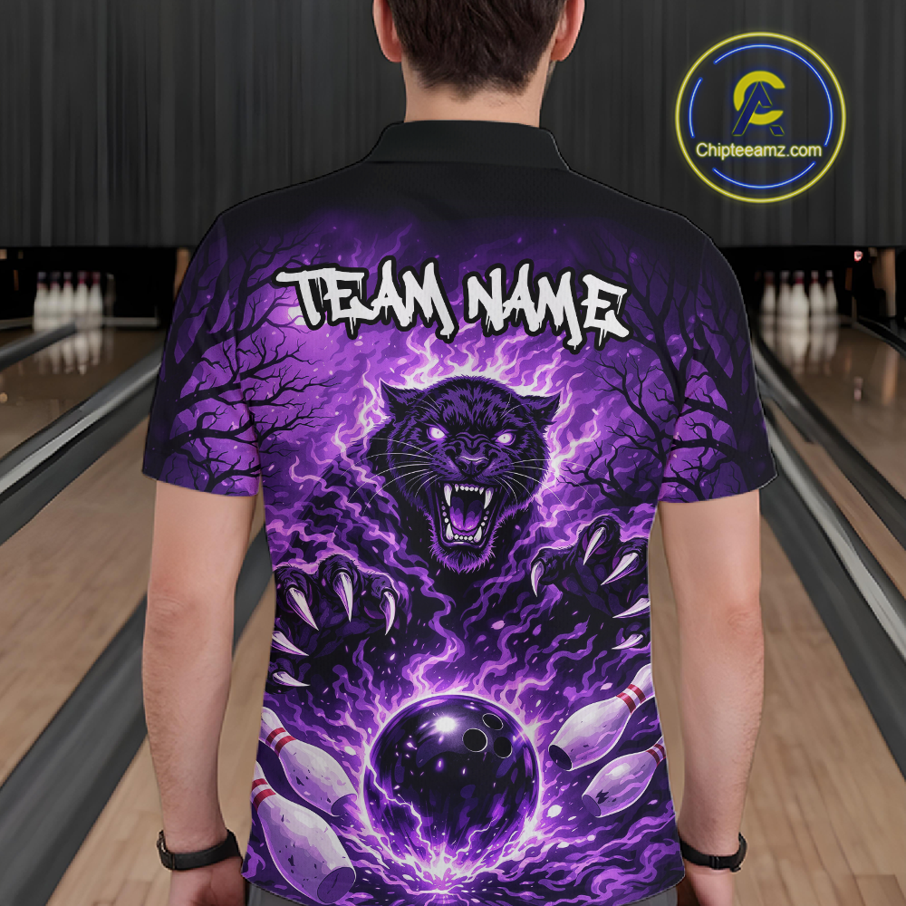 Custom Panther Bowling Shirt for Men Bowling Team Jersey Bowling Outfit Polo & Quarter-Zip QZT970