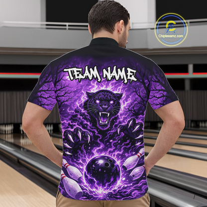 Custom Panther Bowling Shirt for Men Bowling Team Jersey Bowling Outfit Polo & Quarter-Zip QZT970