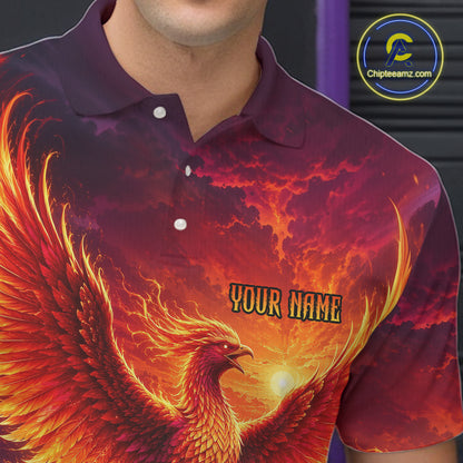 Custom Fire Phoenix Bowling Shirt Bowling Jersey for Men Polo & 1/4 Zip Bowling Outfit QZT1248