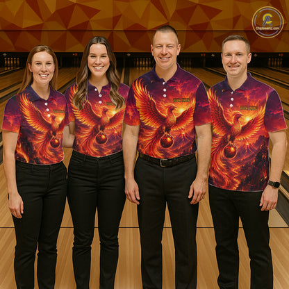 Custom Fire Phoenix Bowling Shirt Bowling Jersey for Men Polo & 1/4 Zip Bowling Outfit QZT1248