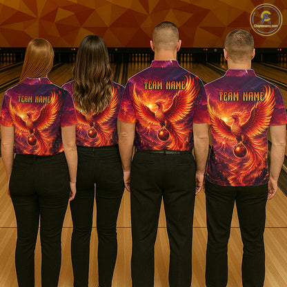 Custom Fire Phoenix Bowling Shirt Bowling Jersey for Men Polo & 1/4 Zip Bowling Outfit QZT1248