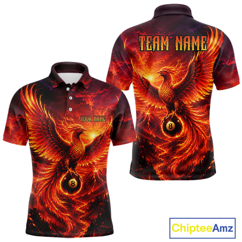 Custom Fire Phoenix Billiard Shirt Funny 8 Ball Billiard Jersey for Men Pool Shirt BHT119