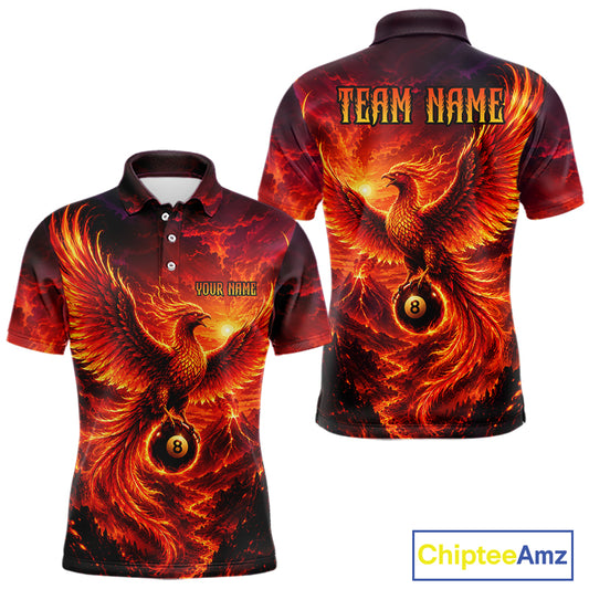 Custom Fire Phoenix Billiard Shirt Funny 8 Ball Billiard Jersey for Men Pool Shirt BHT119