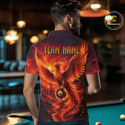 Custom Fire Phoenix Billiard Shirt Funny 8 Ball Billiard Jersey for Men Pool Shirt BHT119