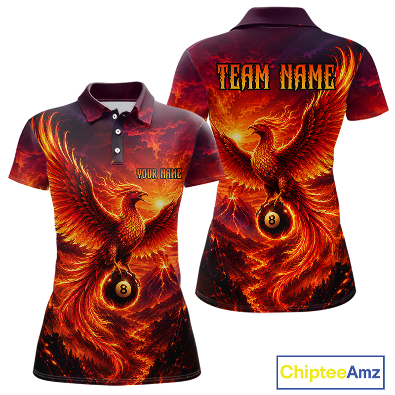 Custom Fire Phoenix Billiard Shirt Funny 8 Ball Billiard Jersey for Women Pool Shirt BHT119
