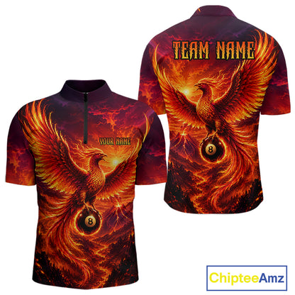 Custom Fire Phoenix Billiard Shirt Funny 8 Ball Billiard Jersey for Men Pool Shirt BHT119