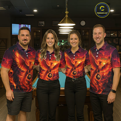 Custom Fire Phoenix Billiard Shirt Funny 8 Ball Billiard Jersey for Women Pool Shirt BHT119
