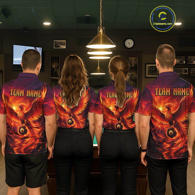 Custom Fire Phoenix Billiard Shirt Funny 8 Ball Billiard Jersey for Women Pool Shirt BHT119