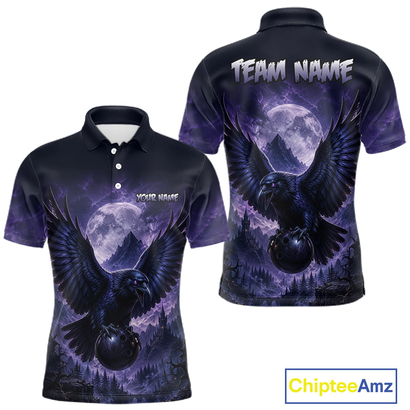 Midnight Raven Moon Bowling Shirt for Men Custom Bowling Jersey Polo & Quarter-Zip  QZT1249