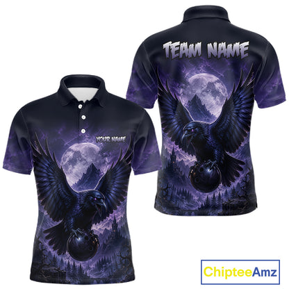 Midnight Raven Moon Bowling Shirt for Men Custom Bowling Jersey Polo & Quarter-Zip  QZT1249