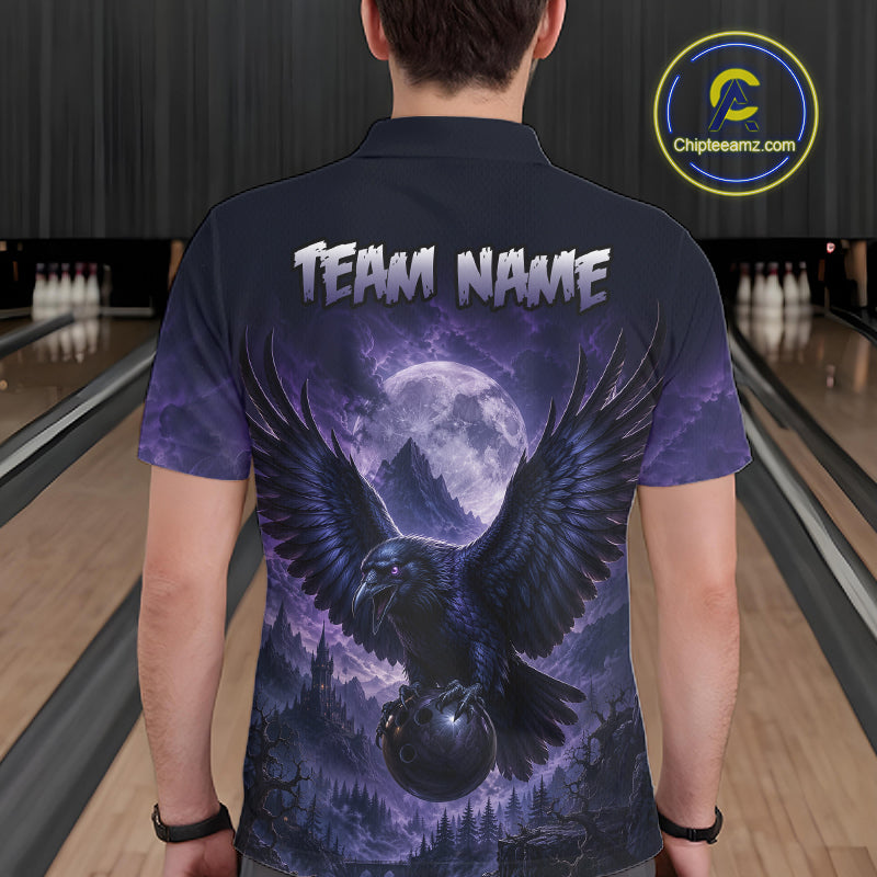Midnight Raven Moon Bowling Shirt for Men Custom Bowling Jersey Polo & Quarter-Zip  QZT1249