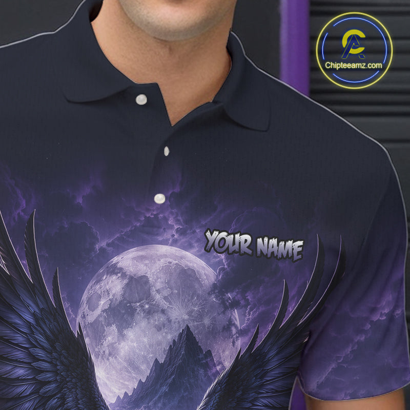Midnight Raven Moon Bowling Shirt for Men Custom Bowling Jersey Polo & Quarter-Zip  QZT1249