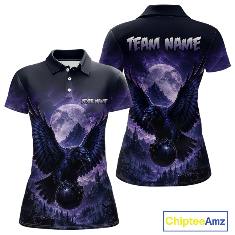 Midnight Raven Moon Bowling Shirt for Women Custom Bowling Jersey Polo & Quarter-Zip  QZT1249