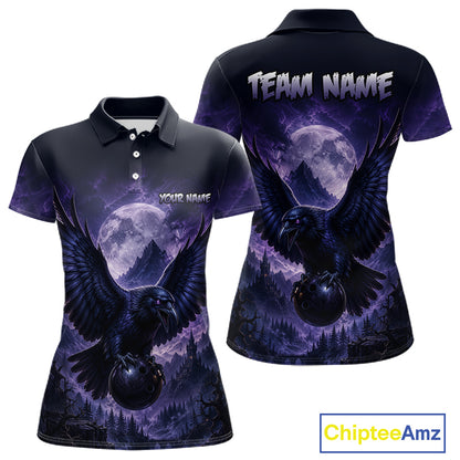 Midnight Raven Moon Bowling Shirt for Women Custom Bowling Jersey Polo & Quarter-Zip  QZT1249