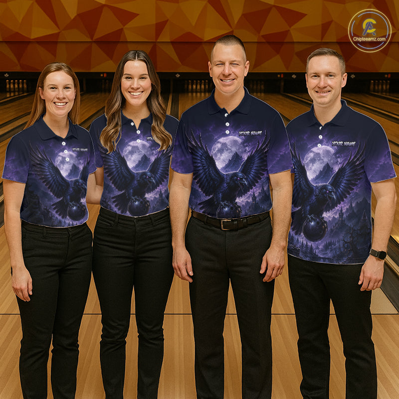Midnight Raven Moon Bowling Shirt for Women Custom Bowling Jersey Polo & Quarter-Zip  QZT1249