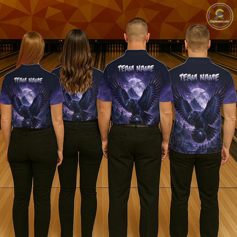 Midnight Raven Moon Bowling Shirt for Women Custom Bowling Jersey Polo & Quarter-Zip  QZT1249