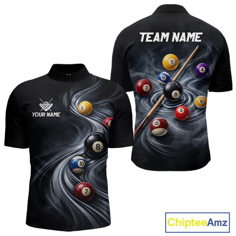 Personalized Billiard Shirts for Men Custom Smoke Billiard Jersey Polo & 1/4-Zip BHT169