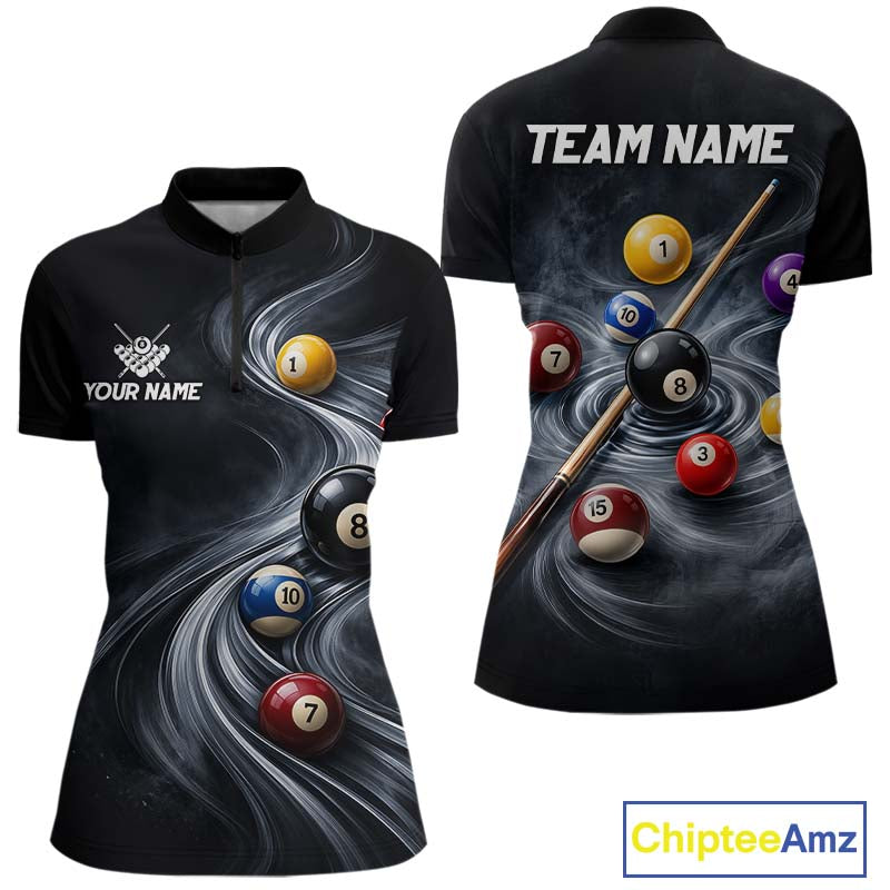 Personalized Billiard Shirts for Women Custom Smoke Billiard Jersey Polo & 1/4-Zip BHT169