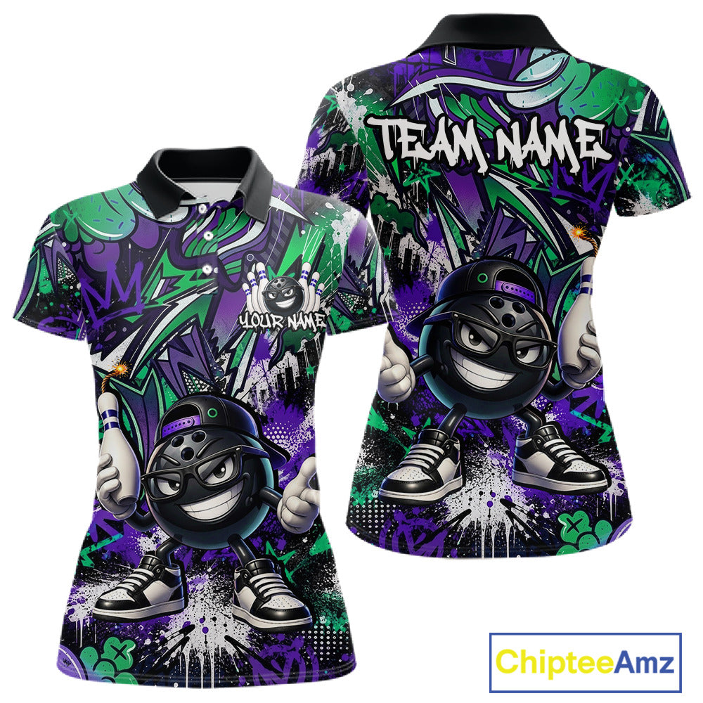 Colorful polo shirt with cartoon character and 'Team Name' text, featuring the brand 'Chiptee Amz'.