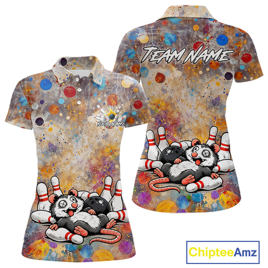 Custom Funny Opossum Bowling Shirts Bowling Team Jersey for Women QZT1319