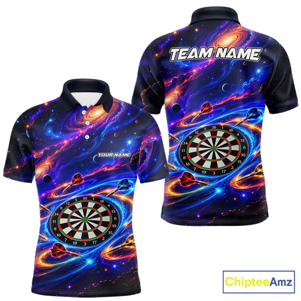 Custom Galaxy Darts Team Shirt for Men Dart League Jersey Polo & 1/4-Zip DHT97