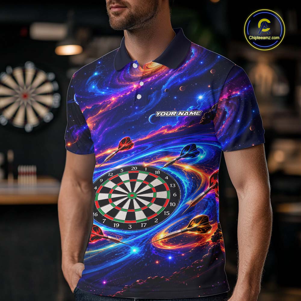 Custom Galaxy Darts Team Shirt for Men Dart League Jersey Polo & 1/4-Zip DHT97