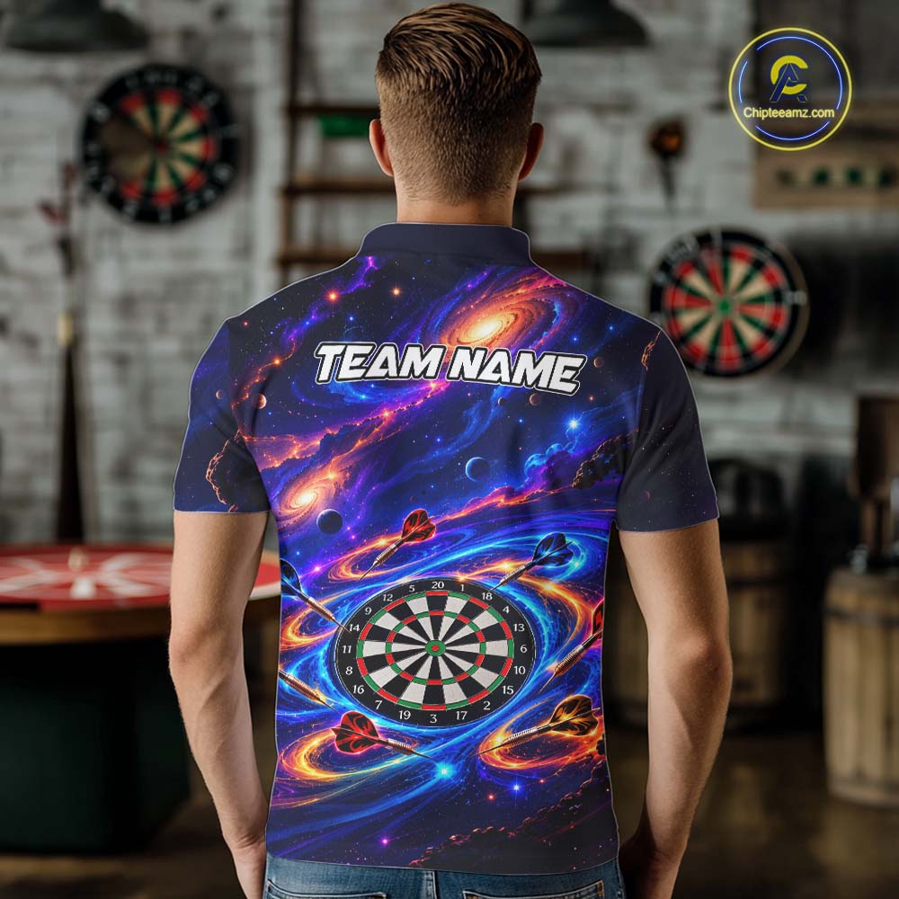 Custom Galaxy Darts Team Shirt for Men Dart League Jersey Polo & 1/4-Zip DHT97