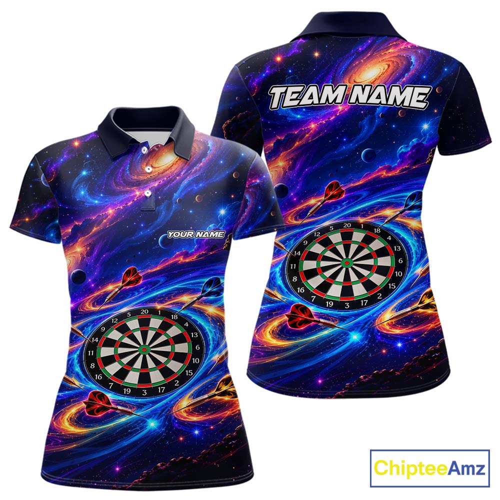 Custom Galaxy Darts Team Shirt for Women Dart League Jersey Polo & 1/4-Zip DHT97