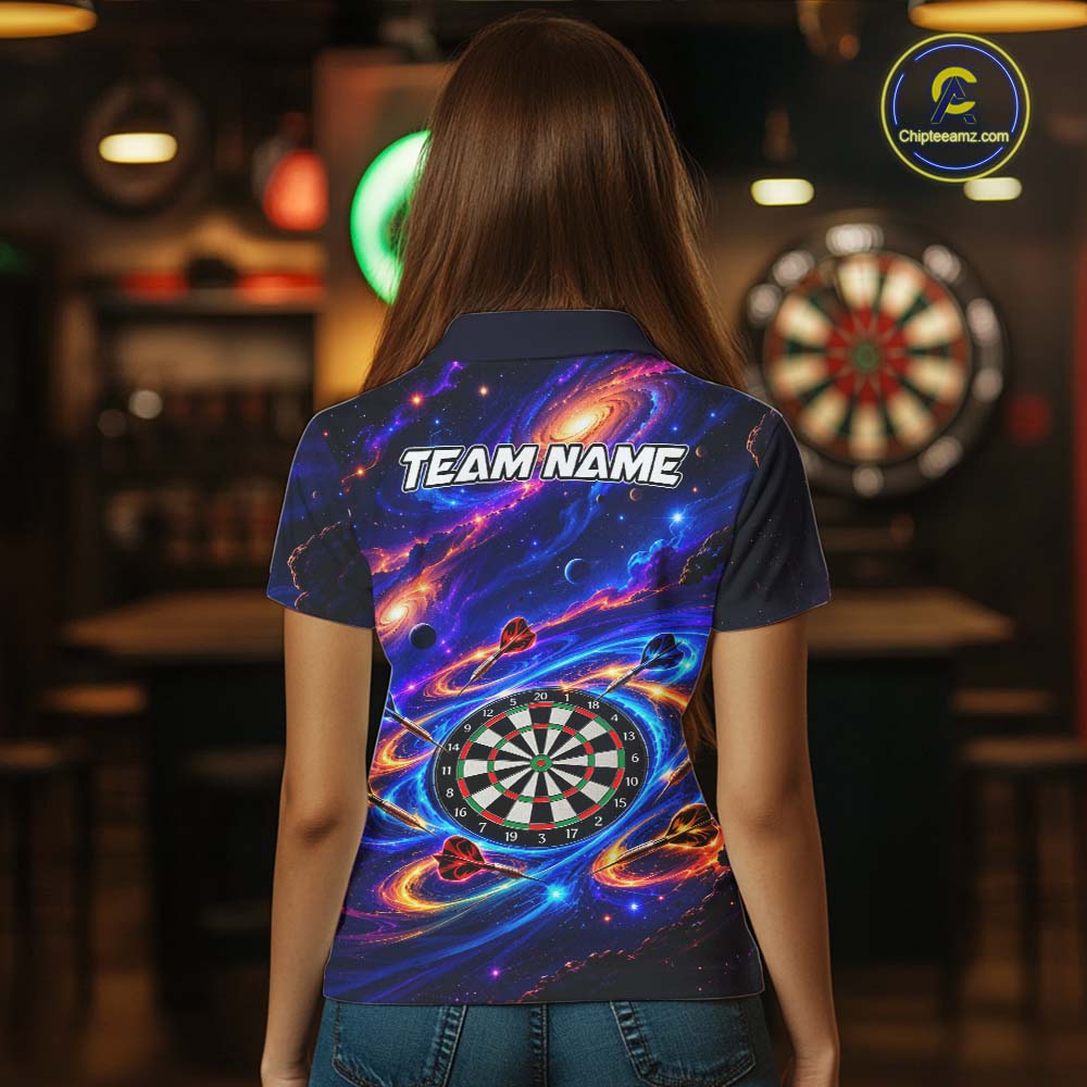 Custom Galaxy Darts Team Shirt for Women Dart League Jersey Polo & 1/4-Zip DHT97