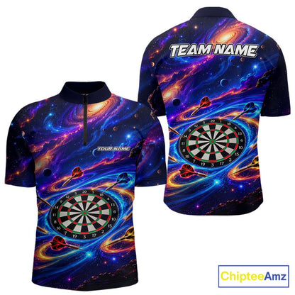 Custom Galaxy Darts Team Shirt for Men Dart League Jersey Polo & 1/4-Zip DHT97