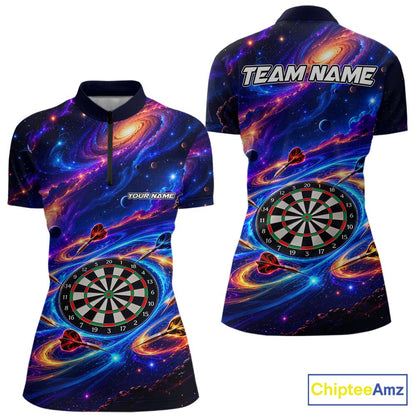 Custom Galaxy Darts Team Shirt for Women Dart League Jersey Polo & 1/4-Zip DHT97