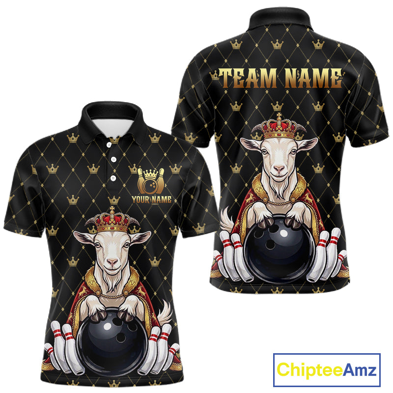 Custom Funny King Goat Bowling Shirts Crown Bowling Jersey for Men QZT1322
