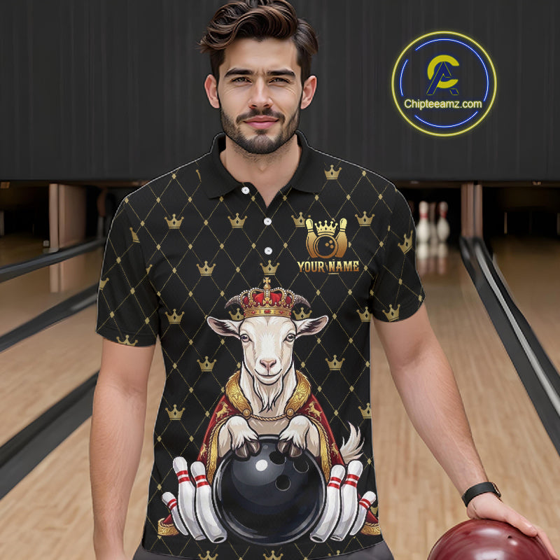 Custom Funny King Goat Bowling Shirts Crown Bowling Jersey for Men QZT1322