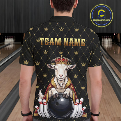 Custom Funny King Goat Bowling Shirts Crown Bowling Jersey for Men QZT1322