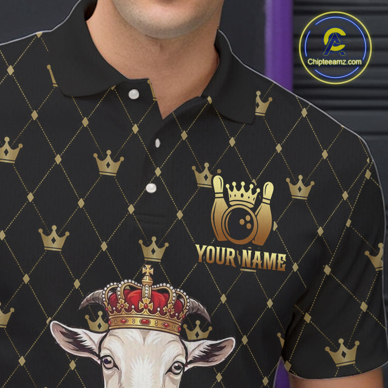 Custom Funny King Goat Bowling Shirts Crown Bowling Jersey for Men QZT1322